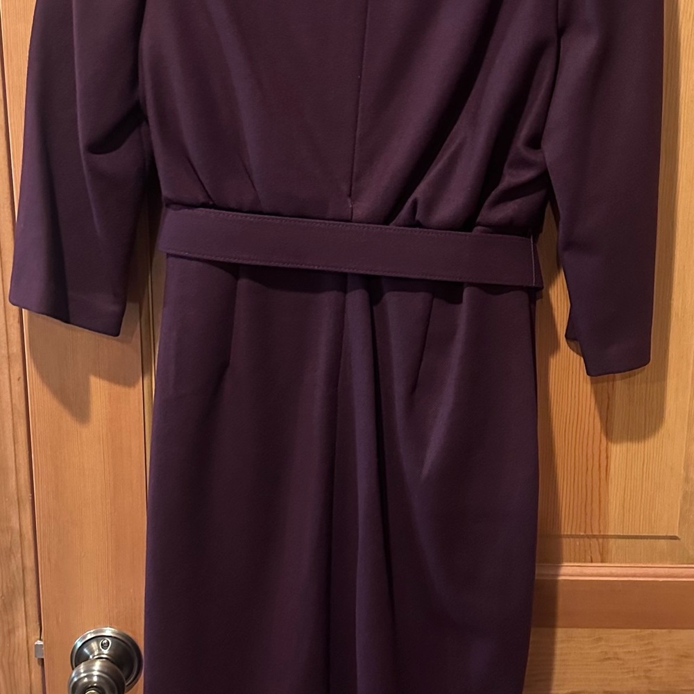 Badgley Mischka Wine Midi Dress Belted High Neck Elegant Cocktail size 10 NWT - Picture 8 of 11